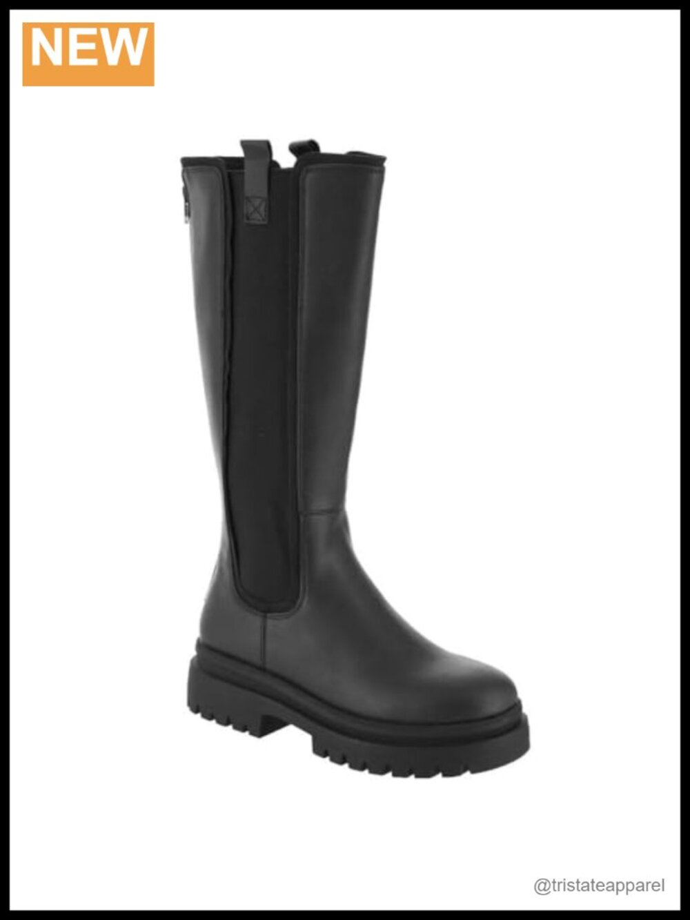 Faux Leather Knee High Boot with Block Heel